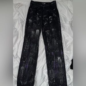 Black & purple metallic jeans. SIZE 7 fit like a size 6
